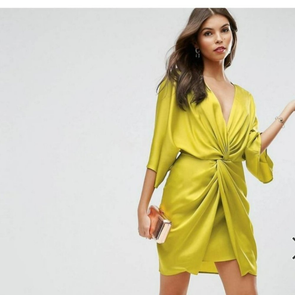 NWT ASOS Kimono Satin Front Mini Dress 10